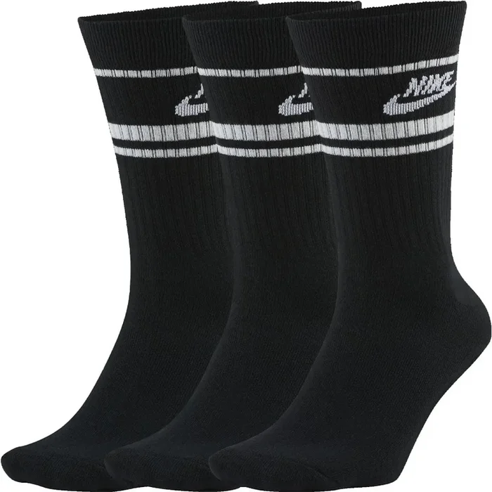 Nike Sportswear Essential Crew Socks (3 Pairs) – Black/White