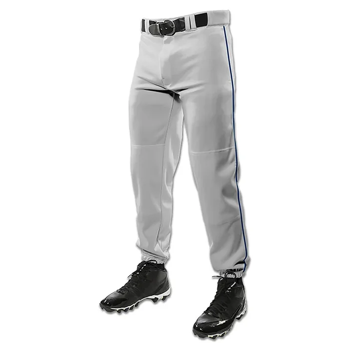Open Box Champro Boys’ Traditional Fit Triple Crown Classic Youth Baseball Pants Youth-Medium-Grey-Navy Pipe