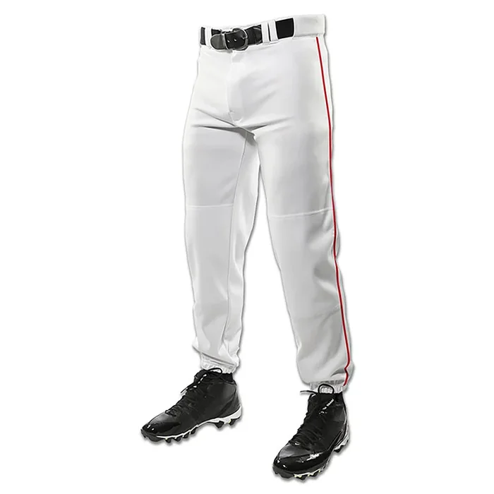 Open Box Champro Boys’ Traditional Fit Triple Crown Classic Youth Baseball Pants Youth-Small-White-Scarlet Pipe