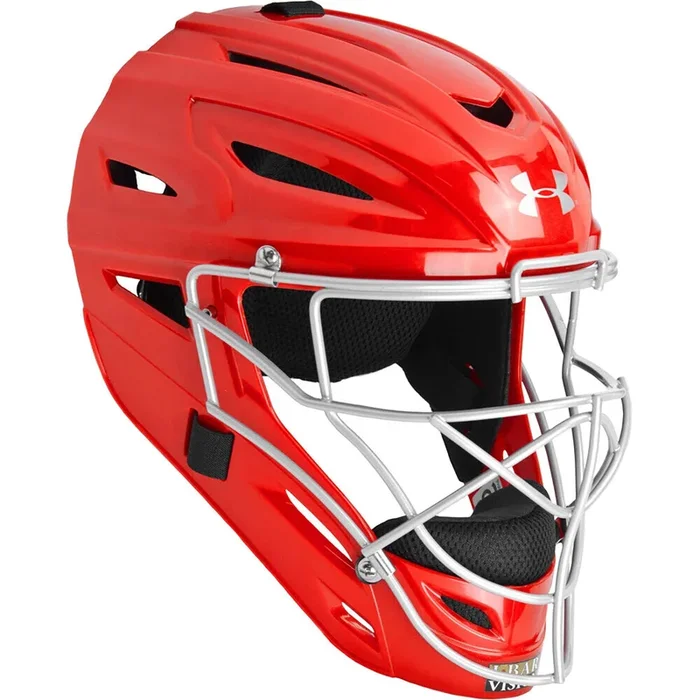 Open Box Under Armour Victory Series Solid Molded Catching Mask-Youth-Scarlet