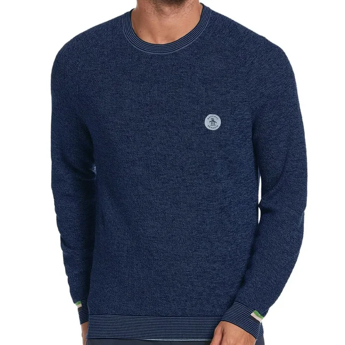 Original Penguin Birdseye Crew Neck Sweater – Deep Navy