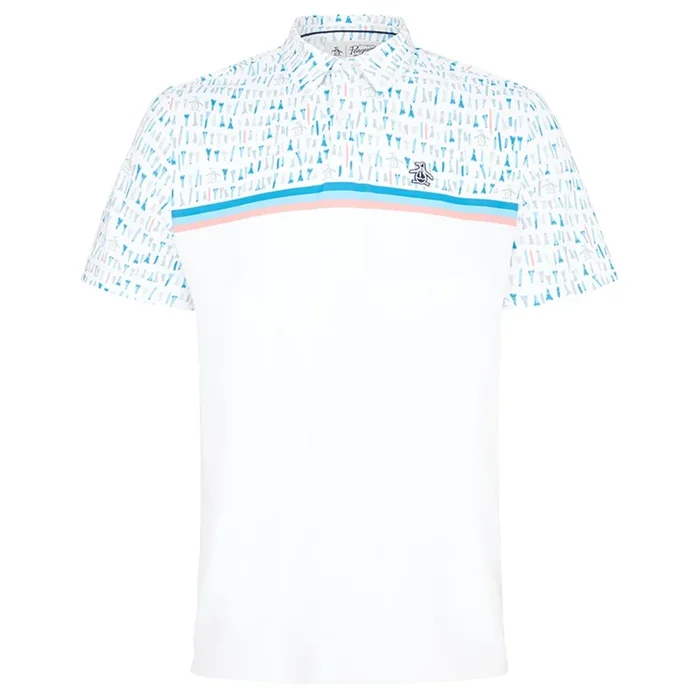 Original Penguin Broken Tees Print Polo Shirt – Bright White