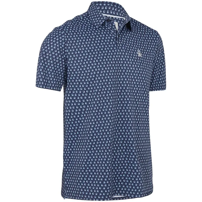 Original Penguin Old Fashioned Geo Print Polo Shirt – Black Iris