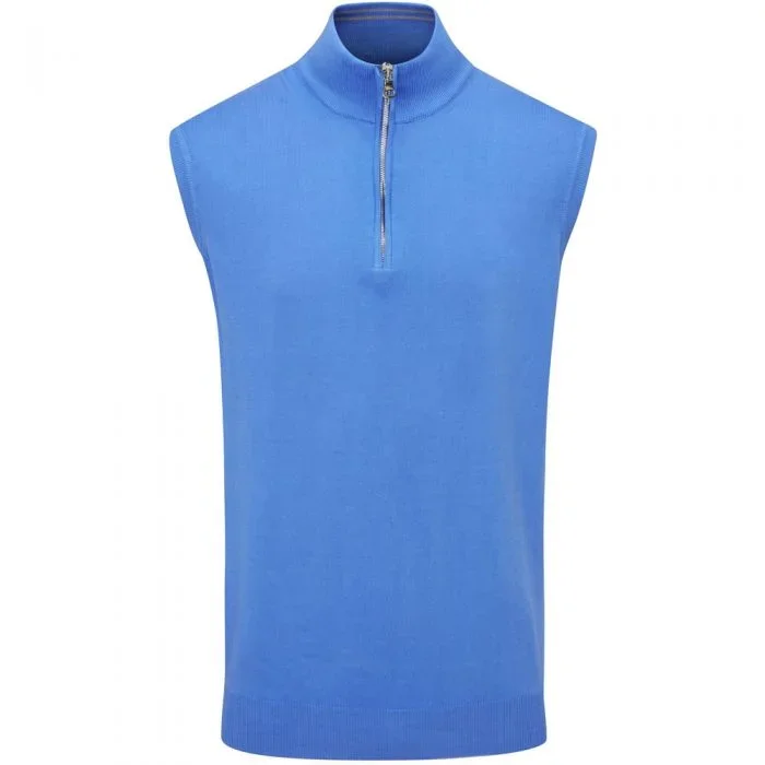Oscar Jacobson Bob 1/2 Zip Sleeveless Pullover – Mid Blue