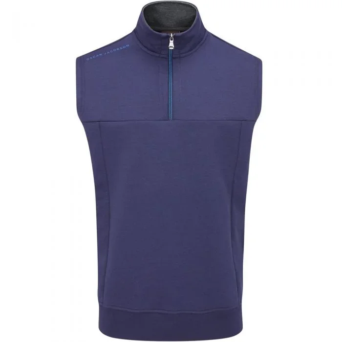 Oscar Jacobson Hawkes 1/4 Zip Sleeveless Pullover – Navy