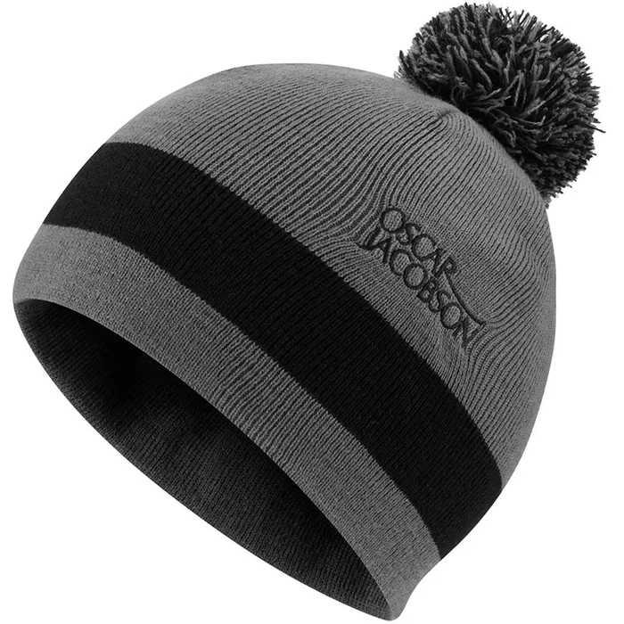 Oscar Jacobson Murray Knitted Bobble Hat – Pewter/Black