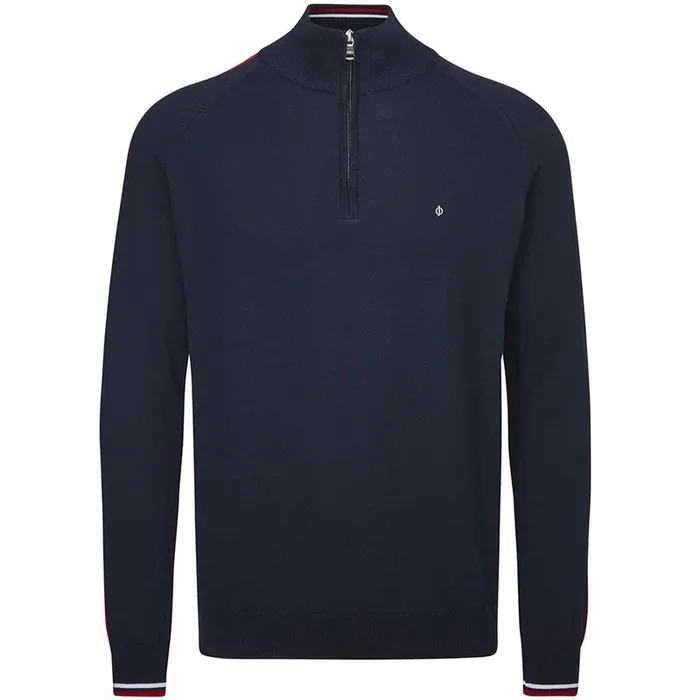 Oscar Jacobson Repton Pin Pullover – Navy/Jewel Red/White