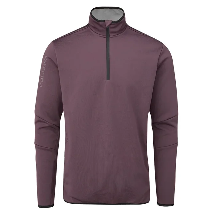 Oscar Jacobson Thorpe 1/2 Zip Fleece Pullover Top – Plum