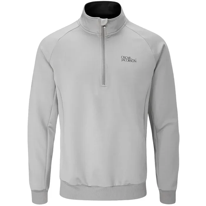 Oscar Jacobson Trent Tour Mid Layer 1/2 Zip Pullover – Light Grey/Black