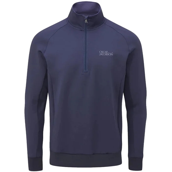 Oscar Jacobson Trent Tour Mid Layer 1/2 Zip Pullover – Solid Navy