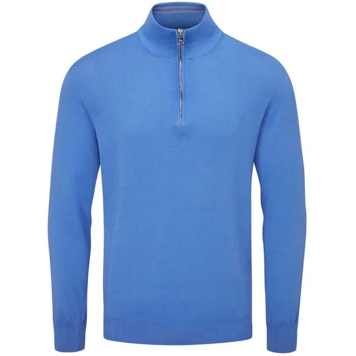 Oscar Jacobson Waldorf 1/2 Zip Pullover – Mid Blue
