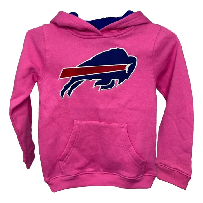 Outerstuff Kids Girl’s (4 – 7 Years) Buffalo Bills Prime Pullover Fleece Hoodie – Pink