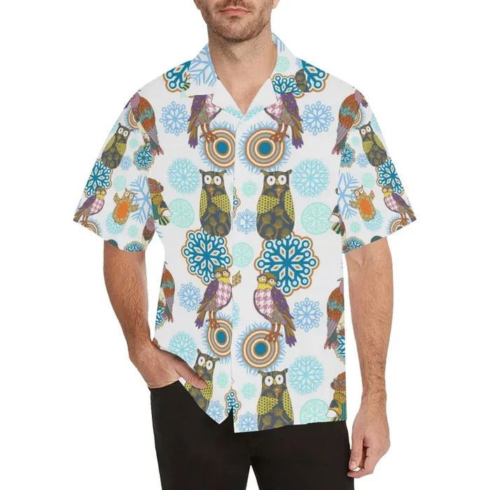 Owl Pattern Men’s All Over Print Hawaiian Shirt – For Men and Women – Fanshubus – Fanshubus.com