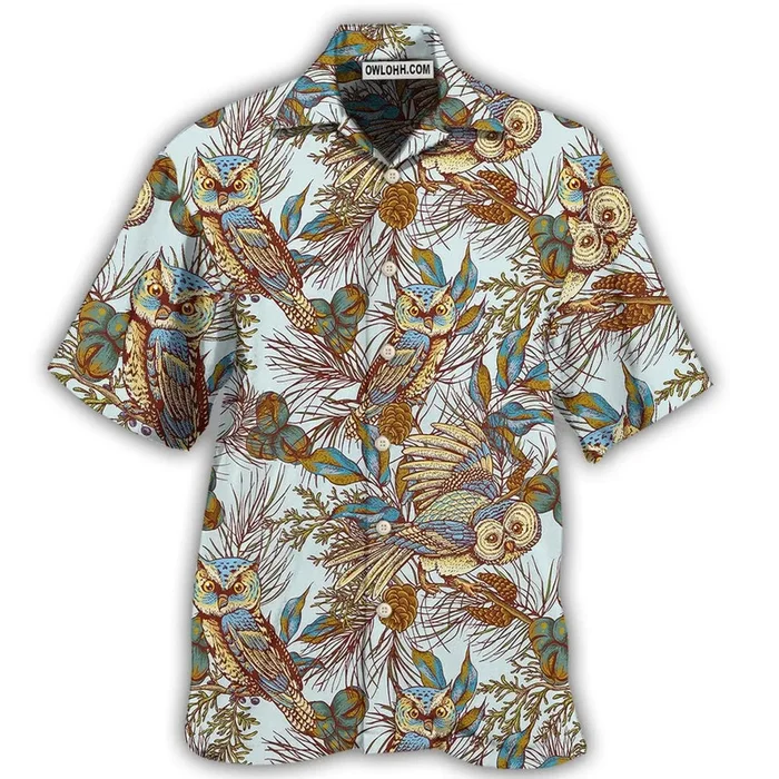 Owl Vintage Leaf Style – Hawaiian Shirt – Fanshubus – Fanshubus.com