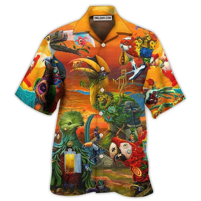 Parrot In A Flock Of A Pigeon – Hawaiian Shirt – Fanshubus – Fanshubus.com