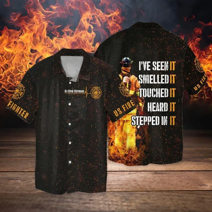 Personalized Firefighter Retired Fireman Father’S Day Gift 3D Full Print Hawaiian Shirt Shirt- For men and women – Fanshubus – Fanshubus.com