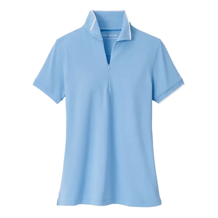 Peter Millar Whitworth Sport Mesh Polo – Cottage Blue/White