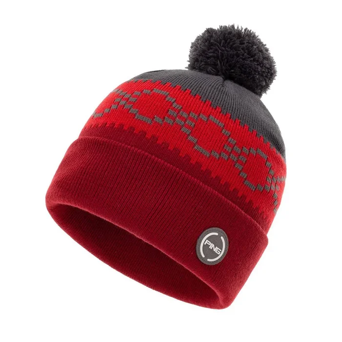 Ping Jorgen Bobble Beanie – Red/Grey