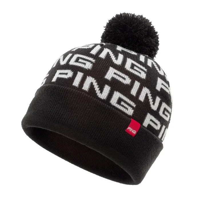 Ping Logo Bobble Hat – Black/White