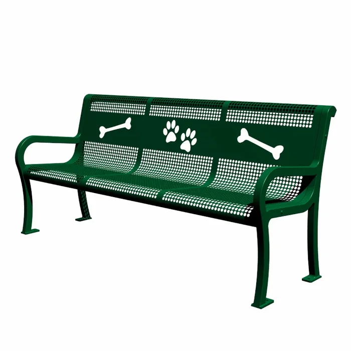 Pooch Perch Bench – Decorative Dog Park Bench with Paw & Bone Details