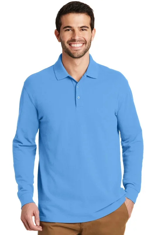 Port Authority Men’s EZCotton Long Sleeve Polo. K8000LS