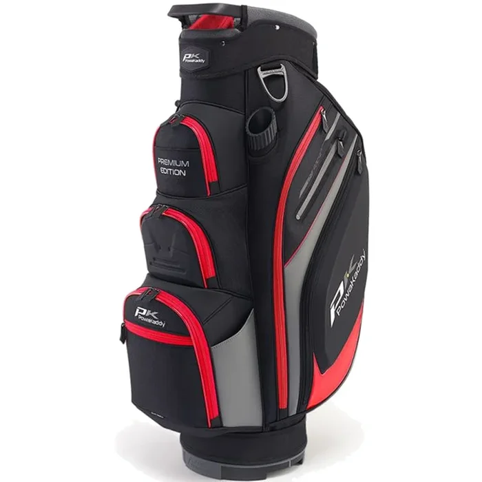 PowaKaddy Premium Edition Cart Bag – Black/Gun Metal/Red