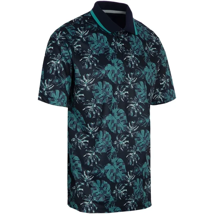 ProQuip Sub7 Leaf Print Polo Shirt – Navy/Blue/Porcelain