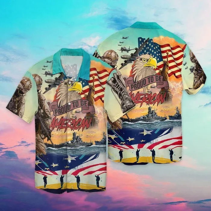 Proud To Be American Patriot 3D Full Print Hawaiian Shirt Shirt- For men and women – Fanshubus – Fanshubus.com