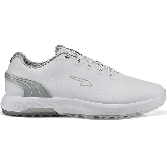 Puma Alphacat Nitro Spikeless Shoes – White/Flat Light Grey/Silver