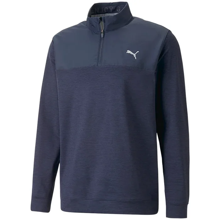 Puma Cloudspun Colour Block 1/4 Zip Pullover – Navy Blazer/Navy Blazer Heather