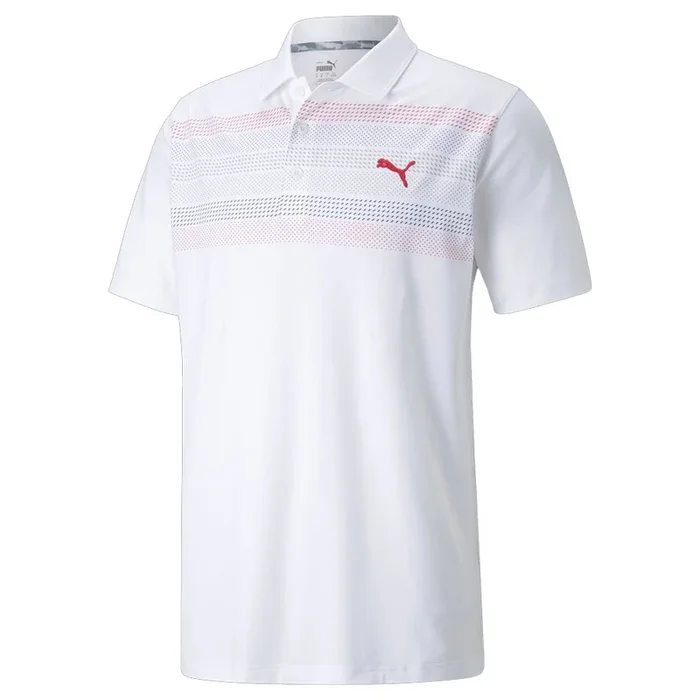 Puma Cloudspun Road Map Polo Shirt – Bright White/Teaberry