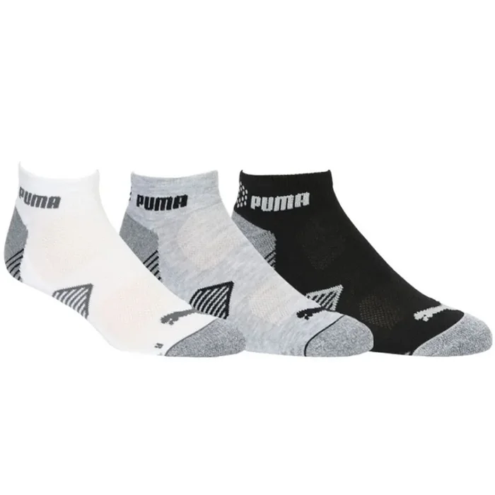 Puma Essential 1/4 Crew Socks (3 Pack) – White/Grey/Black