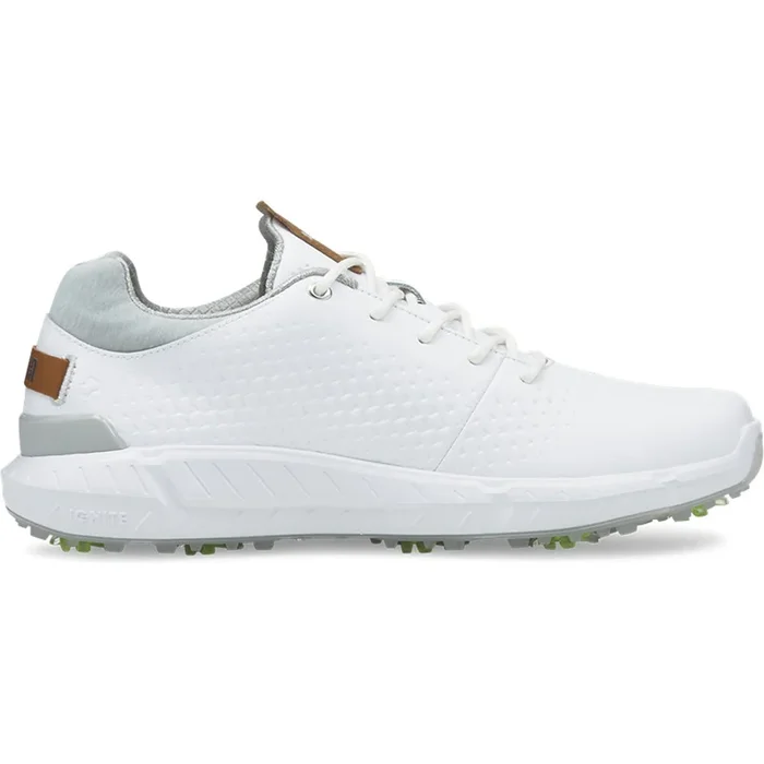 Puma IGNITE Articulate Leather Waterproof Spiked Shoes – White/Silver