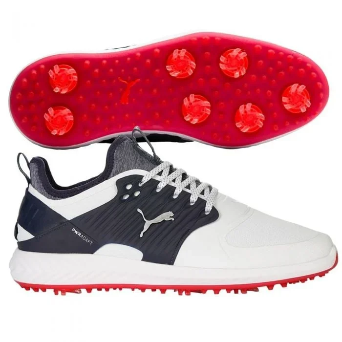 Puma Ignite PWRADAPT Caged Spiked Shoes – Puma White/Silver/Peacoat