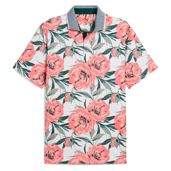PUMA MATTR Beautiful Game Golf Polo White Glow/Red fire – SS25 Men