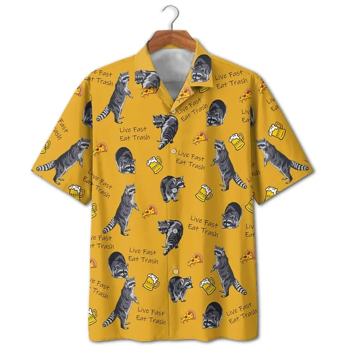 Raccoon Live Fast Eat Trash – Hawaiian Shirt – For Men and Women – Fanshubus – Fanshubus.com