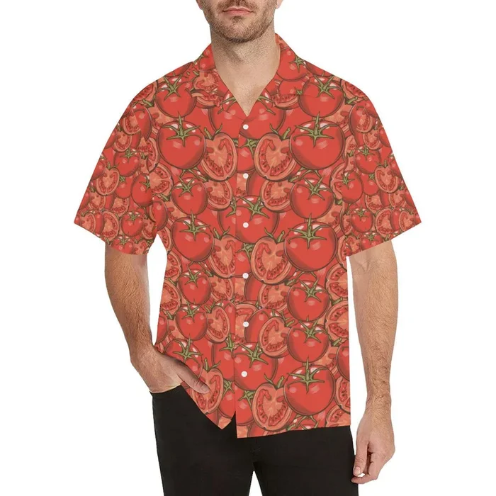Red Tomato Pattern Men’s All Over Print Hawaiian Shirt – For Men and Women – Fanshubus – Fanshubus.com
