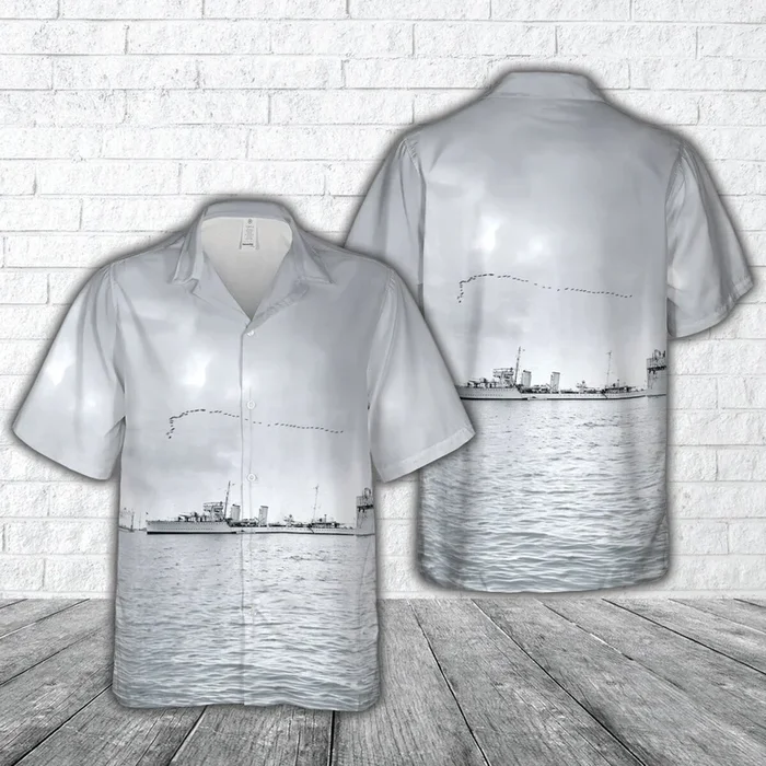 Royal Canadian Navy HMCS Saguenay (D79) River-class destroyer from 1931 to 1945 Hawaiian Shirt – Fanshubus.com