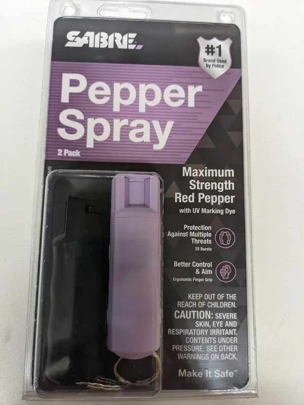 Sabre Pepper Spray 2 pack Black and Lavender Maximum Strength New