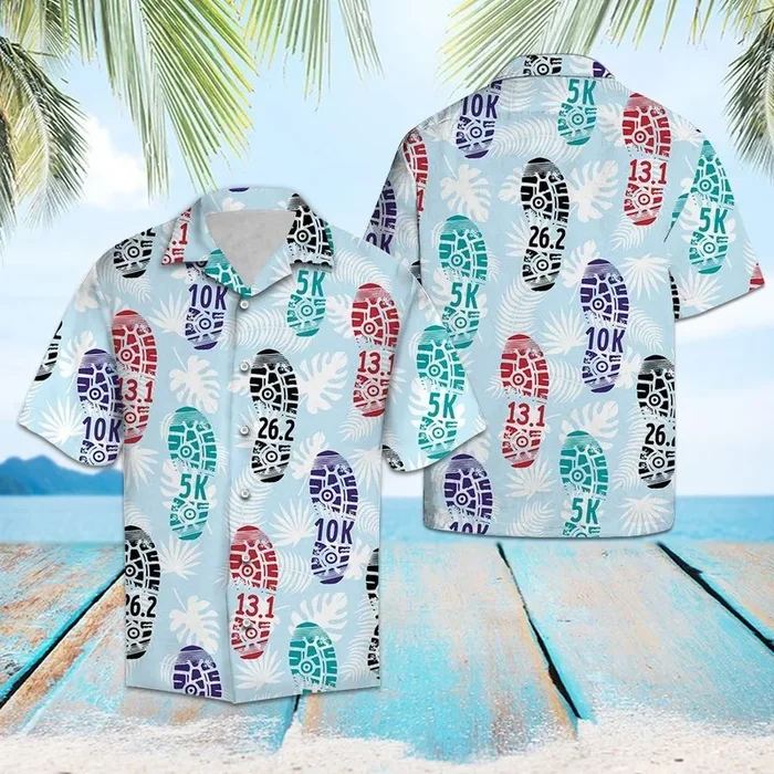 Shoes Print Marathon Blue Unique Design Hawaiian Shirt For Men Women- For men and women – Fanshubus – Fanshubus.com