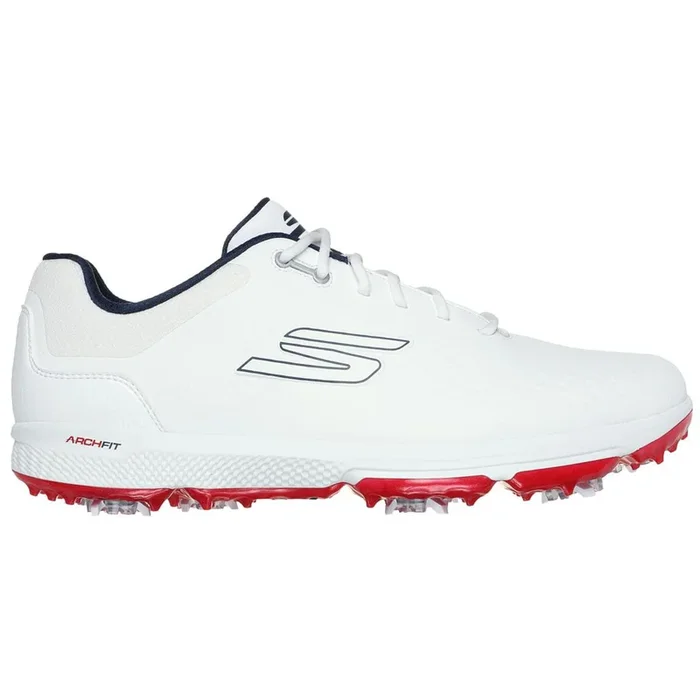 Skechers Go Golf Pro 6 Spiked Waterproof Shoes – White/Navy/Red