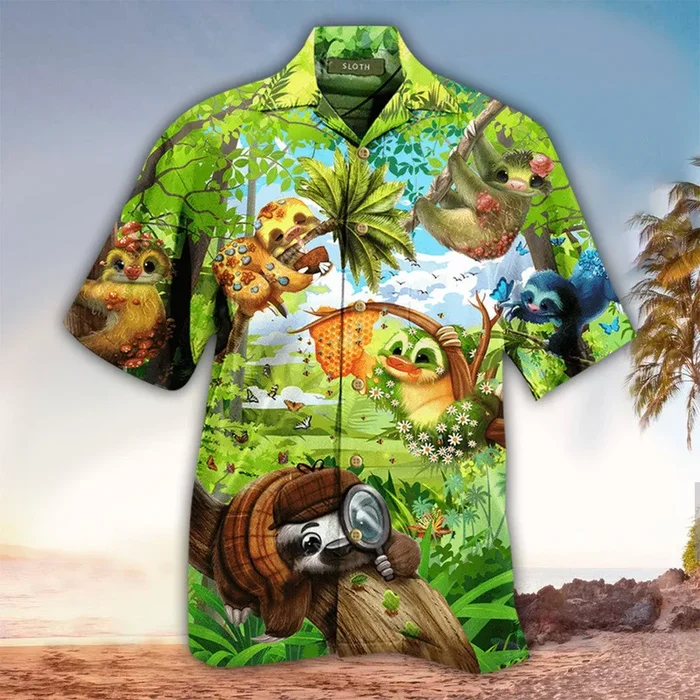 Sloth Hawaiian Shirt – Sloth Lover Gifts – Hawaii Shirt Men – Aloha Shirt – For Men and Women Fanshubus – Fanshubus.com