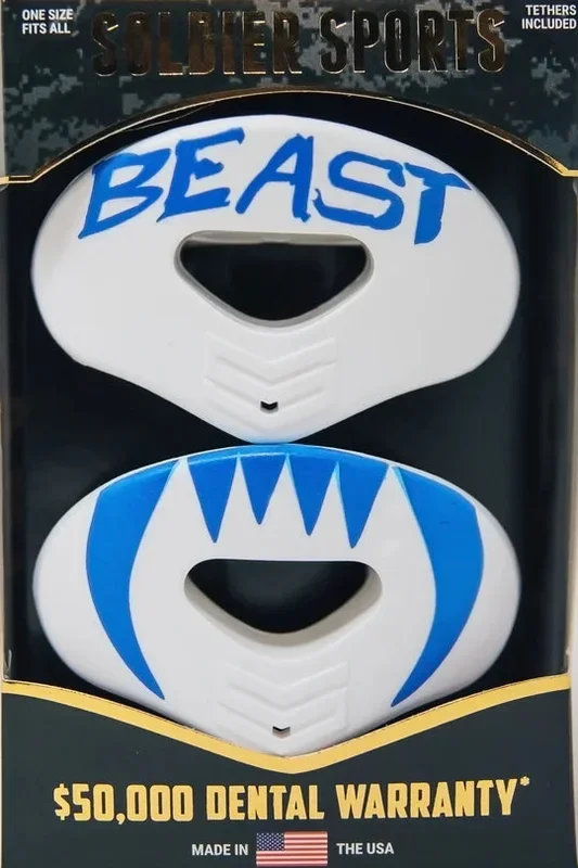 Soldier Sports Lip Protector Elite Air White w/Blue Beast 2pk