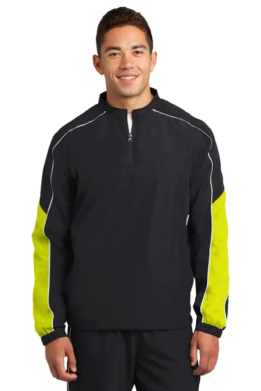 Sport-Tek Men’s Piped Colorblock 1/4-Zip Wind Shirt. JST64