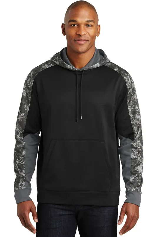 Sport-Tek Men’s Sport-Wick Mineral Freeze Fleece Colorblock Hooded Pullover