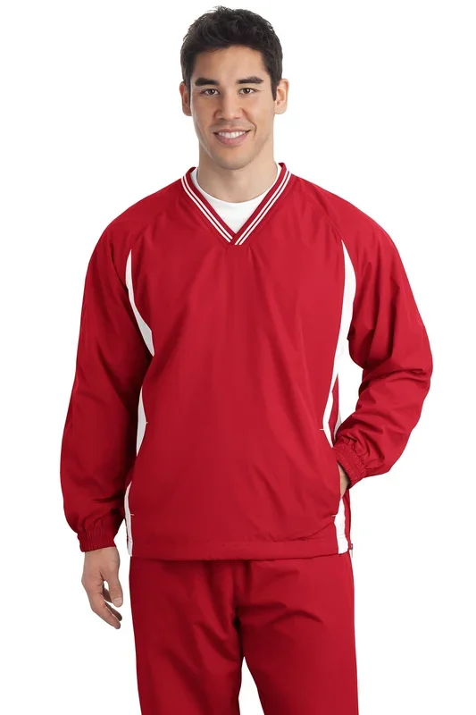 Sport-Tek Tall Tipped V-Neck Raglan Wind Shirt. TJST62