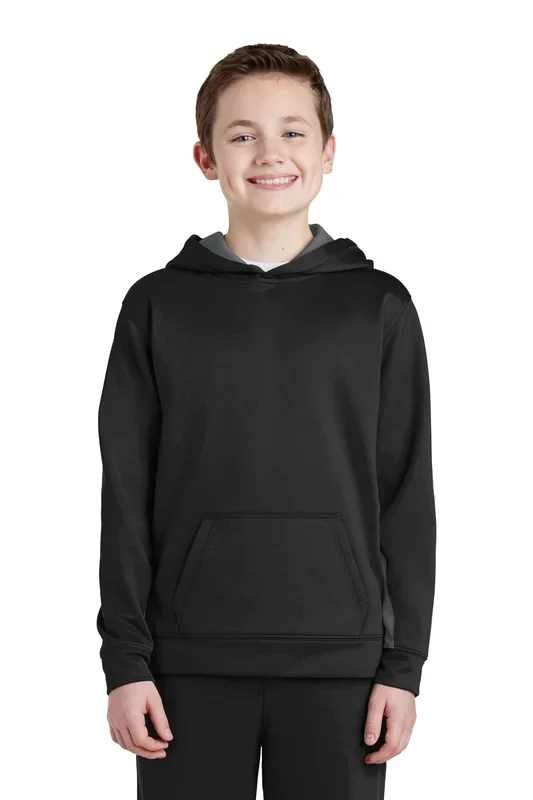 Sport-Tek Youth Sport-Wick Fleece Colorblock Hooded Pullover YST235