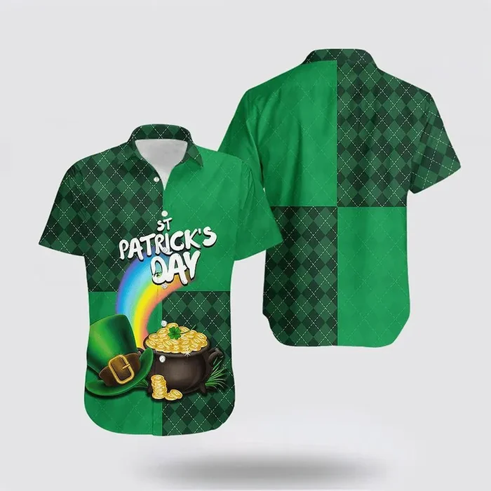 St Patrick’s DayRainbow Grass Hawaiian Shirt, St Patricks Day Shirts, Shamrock Hawaiian Shirt – Fanshubus.com