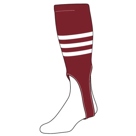 Stock Triple Stripe Baseball Stirrups Cardinal With White Stripes