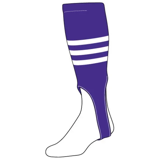 Stock Triple Stripe Baseball Stirrups Purple With White Stripes